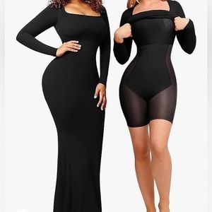 NWT Popilush Long Sleeve Maxi Bodycon Dress, Built in Shape wear